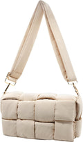 Puffer Woven Crossbody Bag Purse Handbags for Women, Quilted Hobo Carryall Bag Shoulder Bags with Adjustable Strap