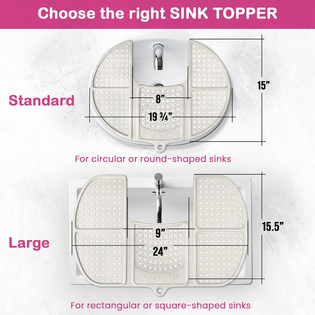 Bathroom Counter Cover & Storage Saver, Foldable Mat for Hot Tools, Hair Styling & Makeup, Beauty Brush Cleaning Mat, RV Camper Sink Cover & for Small Spaces (Standard Pacific Blue)