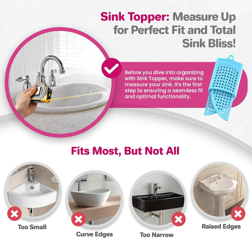 Bathroom Counter Cover & Storage Saver, Foldable Mat for Hot Tools, Hair Styling & Makeup, Beauty Brush Cleaning Mat, RV Camper Sink Cover & for Small Spaces (Standard Pacific Blue)