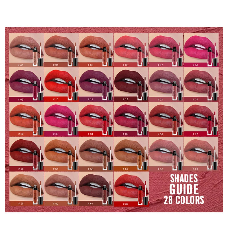 Matte 28 Color Sexy Matte Lipstick Lipgloss Waterproof Long Lasting Gloss Beauty Makeup Lip Gloss Fashion Lip