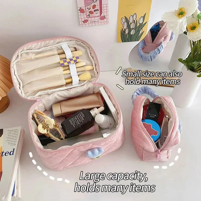 Ins Travel Makeup Bag Portable Tulip Cosmetic Pouch with Zipper Toiletry Organizer Large Capacity Storage Boxes Cases 파우치